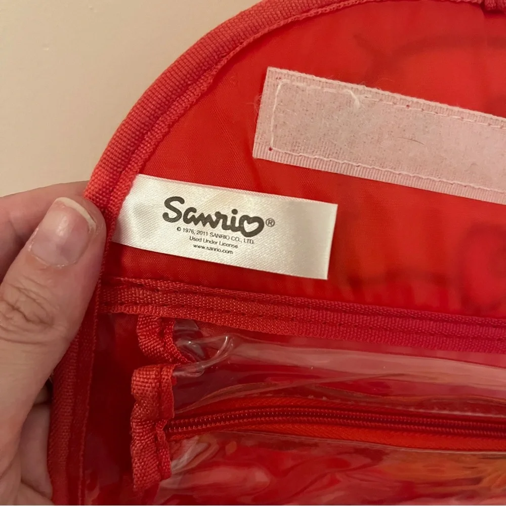 Hello Kitty 2011 Sanrio Red Polka Dot Pvc Plastic Travel Bag Roll Up EUC